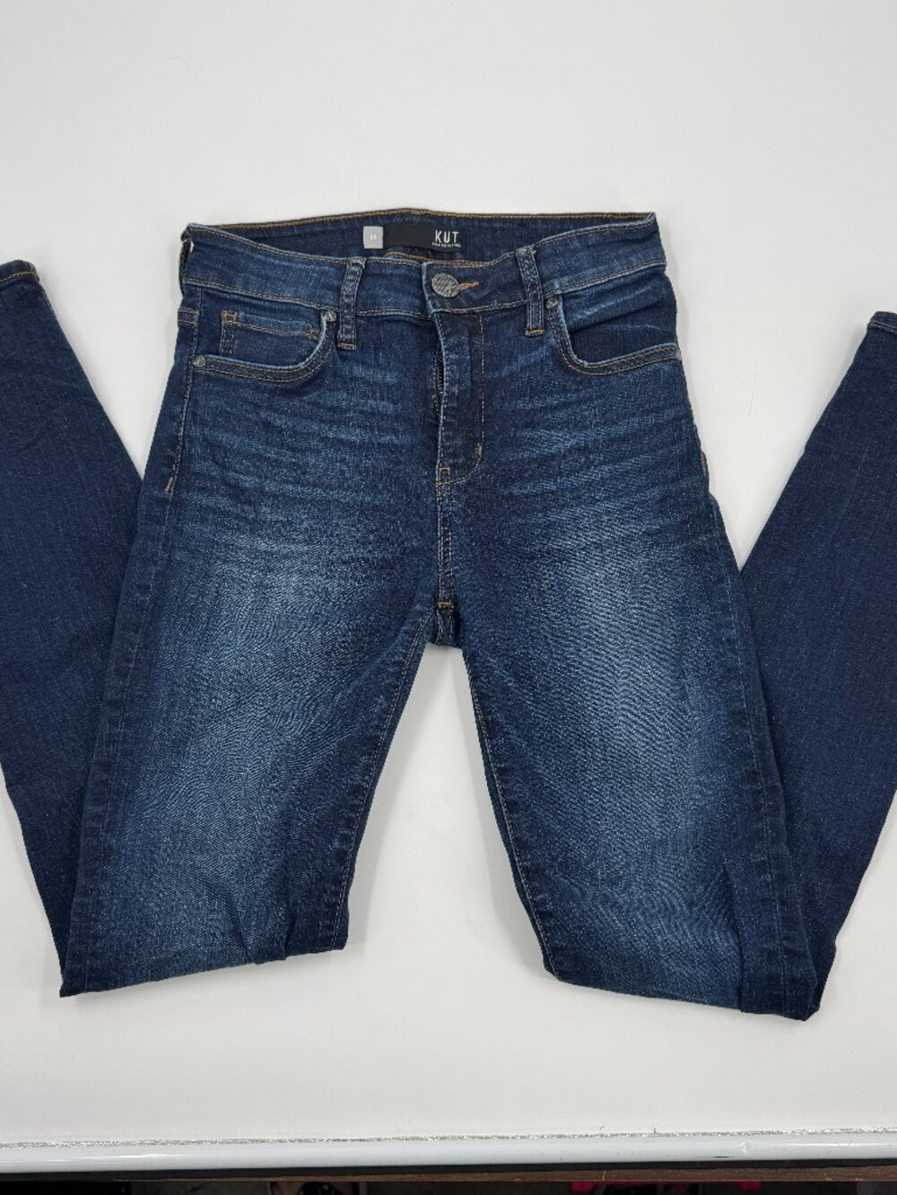 Kut from the Kloth‎ Skinny Jeans Womens 00 Blue Dark Wash High Rise Distressed